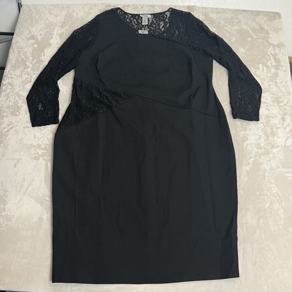 Catherines Curvy Dress Womens 2X Black Lace Sleeves Stretch Whimsigoth Gothic